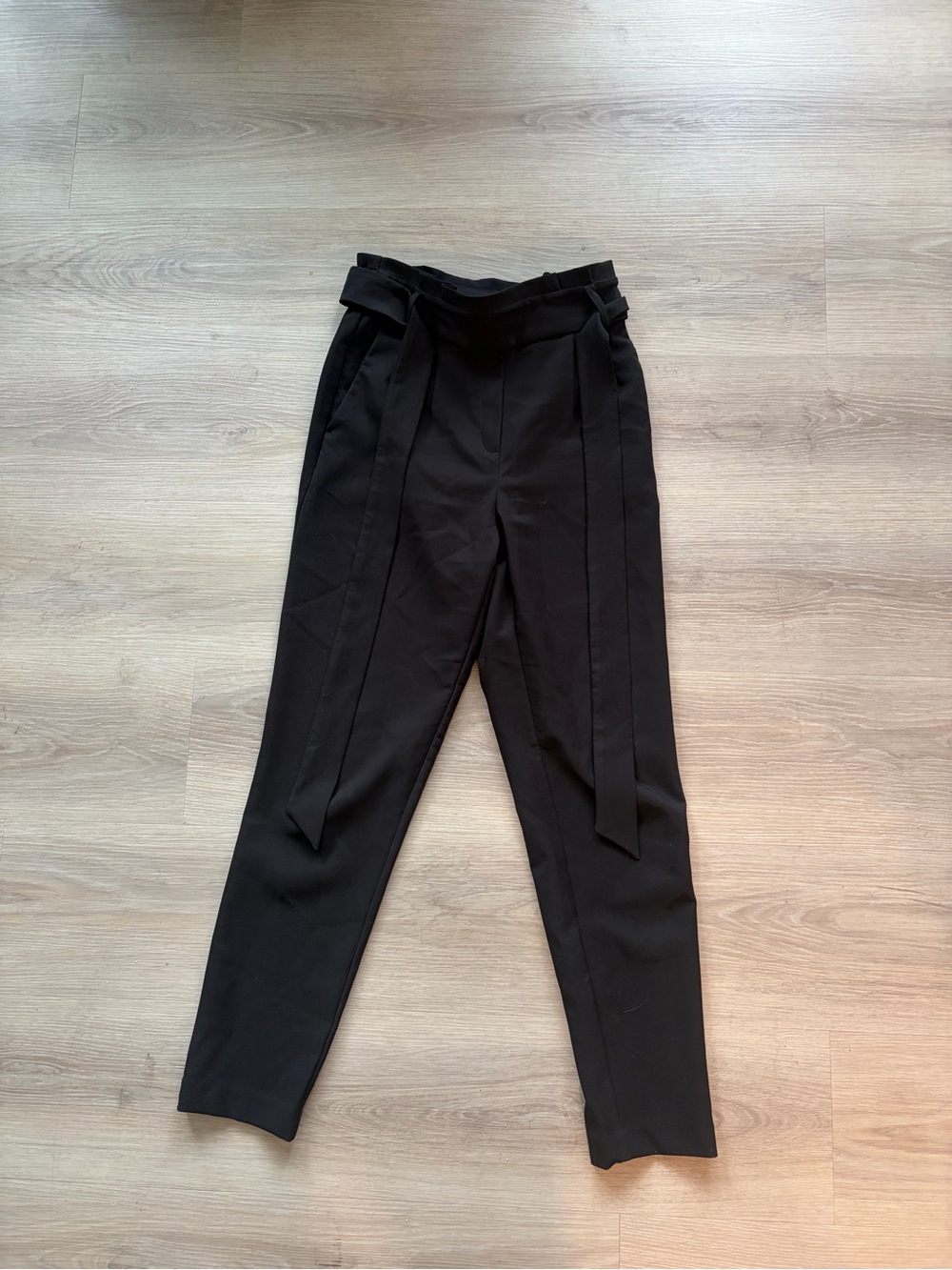 Dynamite High-Waist Black Tie-Belt Tapered Pants